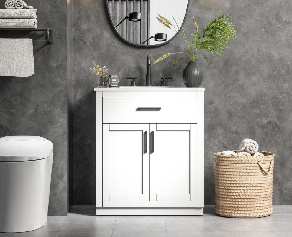 Home Living 30" Single Bathroom Vanity, White