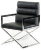 HomeRoots 24" Black Leatherette and Stainless Steel Dining Chair