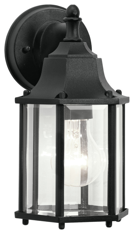 Outdoor Wall 1-Light, Black/Clear Beveled Glass