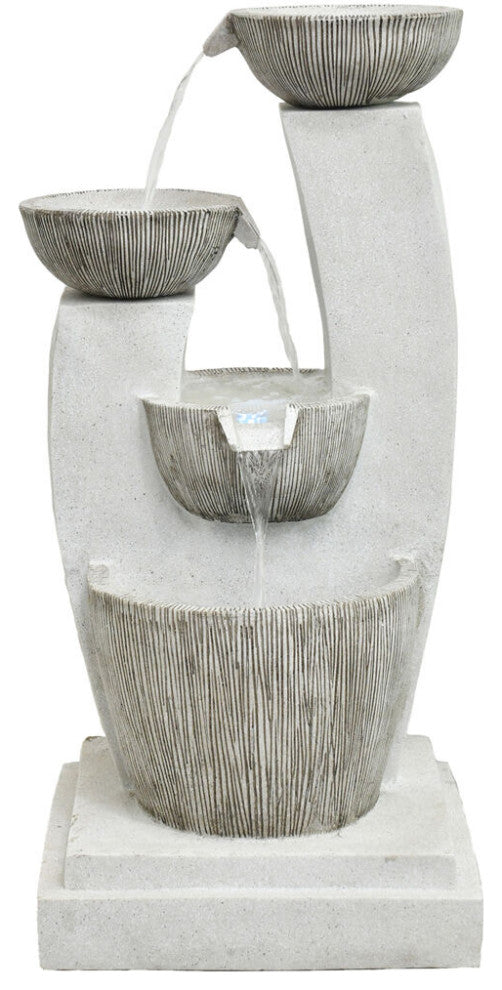 32.5" Contemporary Basin Indoor/Outdoor Garden Fountain, LED Lights