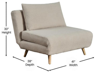 Shaw Convertible Tri-Fold Sleeper Chair with Pillow, Cream