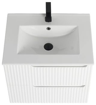 Citiscape Bath Vanity, Textured Drawer Fronts Sink Included, White, 24"