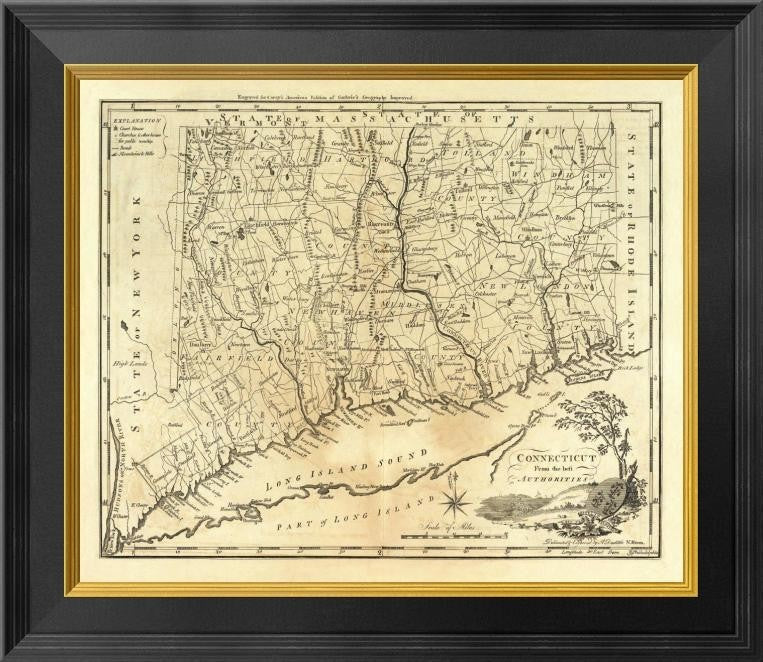 "Connecticut, 1795" Framed Canvas Giclee by Mathew Carey, 20x18"
