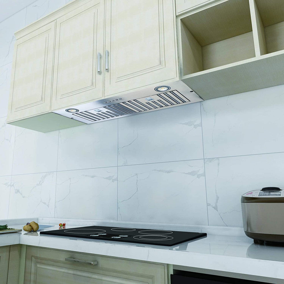 Stainless Steel Range Hood With 3  Speed Button Control, Stainless Steel, 36 in.