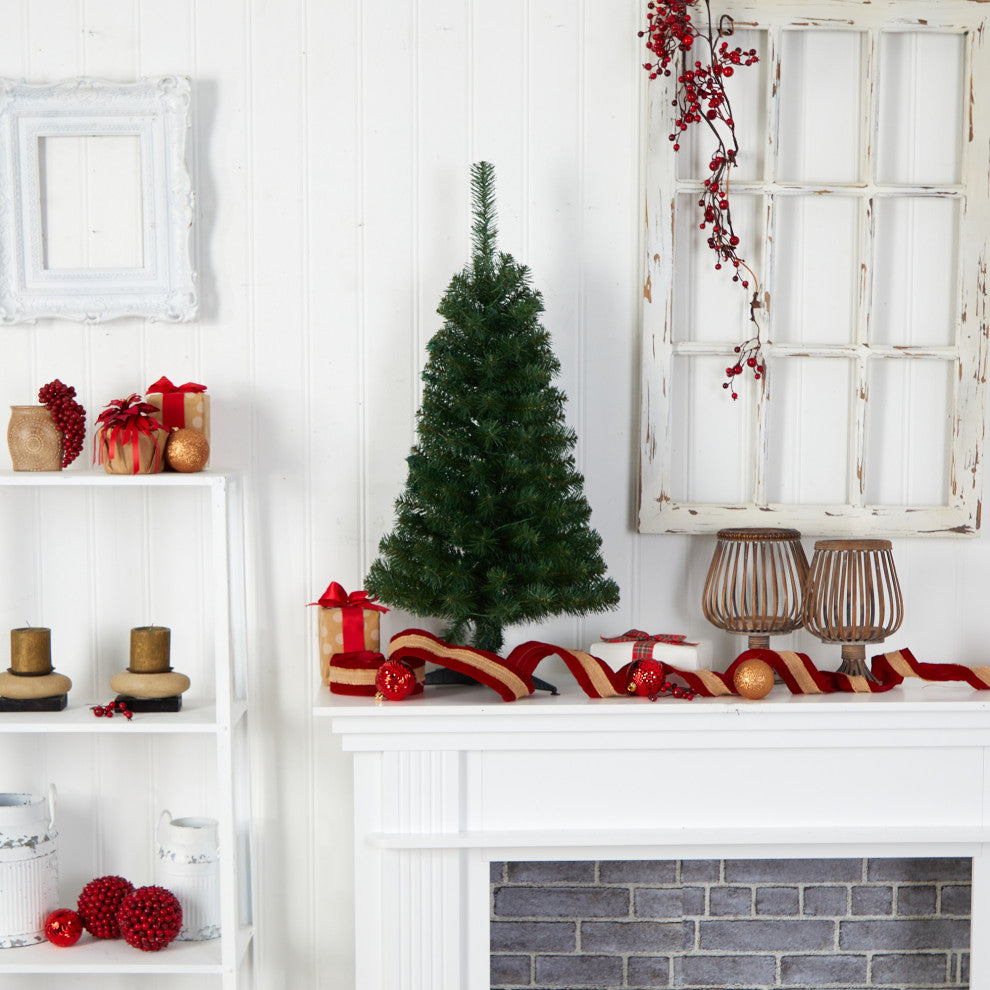 3' Green Artificial Christmas Tree With 50 LED Lights and 118 Bendable Branches