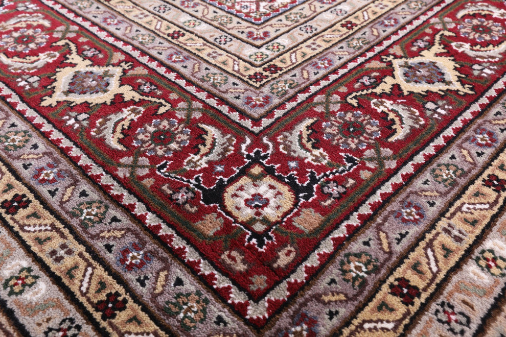 7' 11" X 10' 1" Persian Tabriz Wool and Silk Hand Knotted Rug Q8913