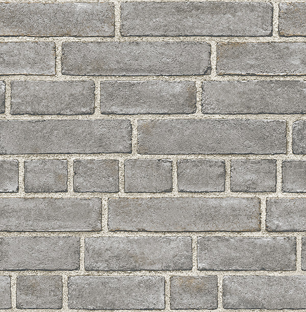 Realistic Brick Pattern Wallpaper, Gray, Sample