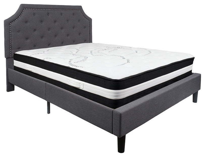 Brighton Queen Size Tufted Upholstered Platform Bed With Pocket Spring Mattress