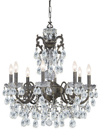 Crystorama 5198EBCLSAQ Eight Light Chandelier Legacy Bronze