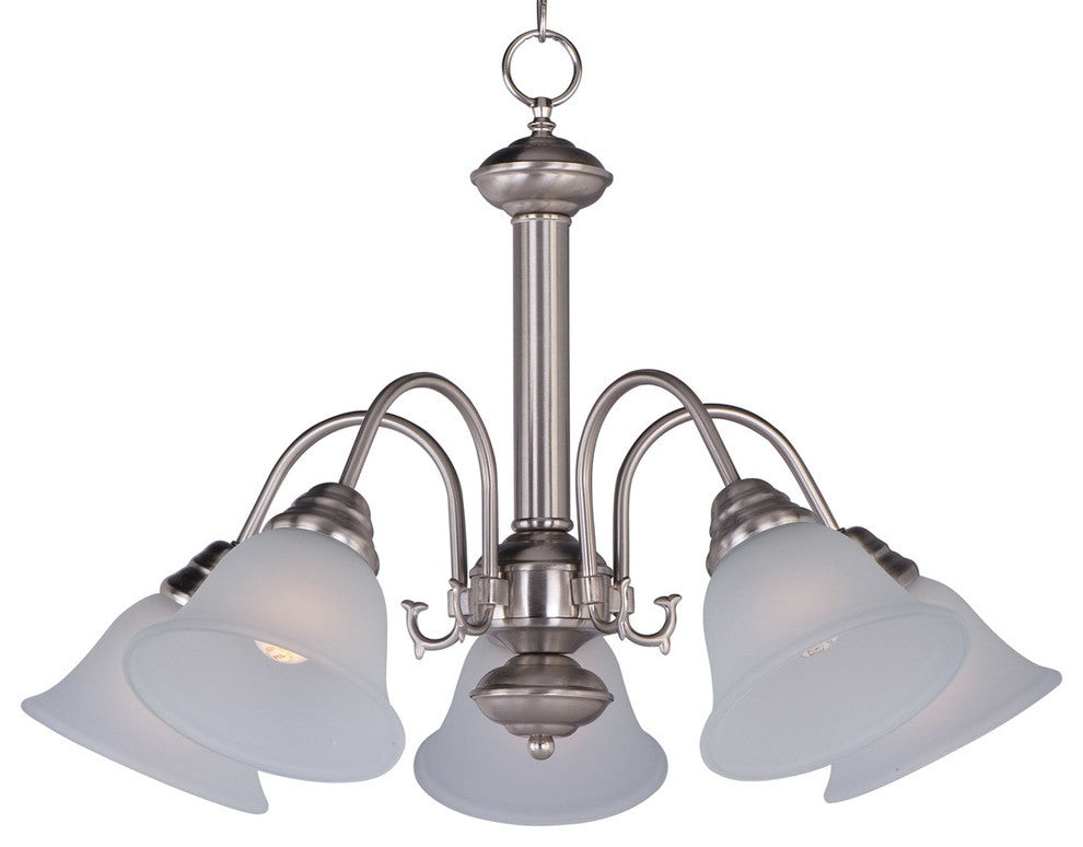 Malaga 5-Light Chandelier, Satin Nickel, Frosted Glass