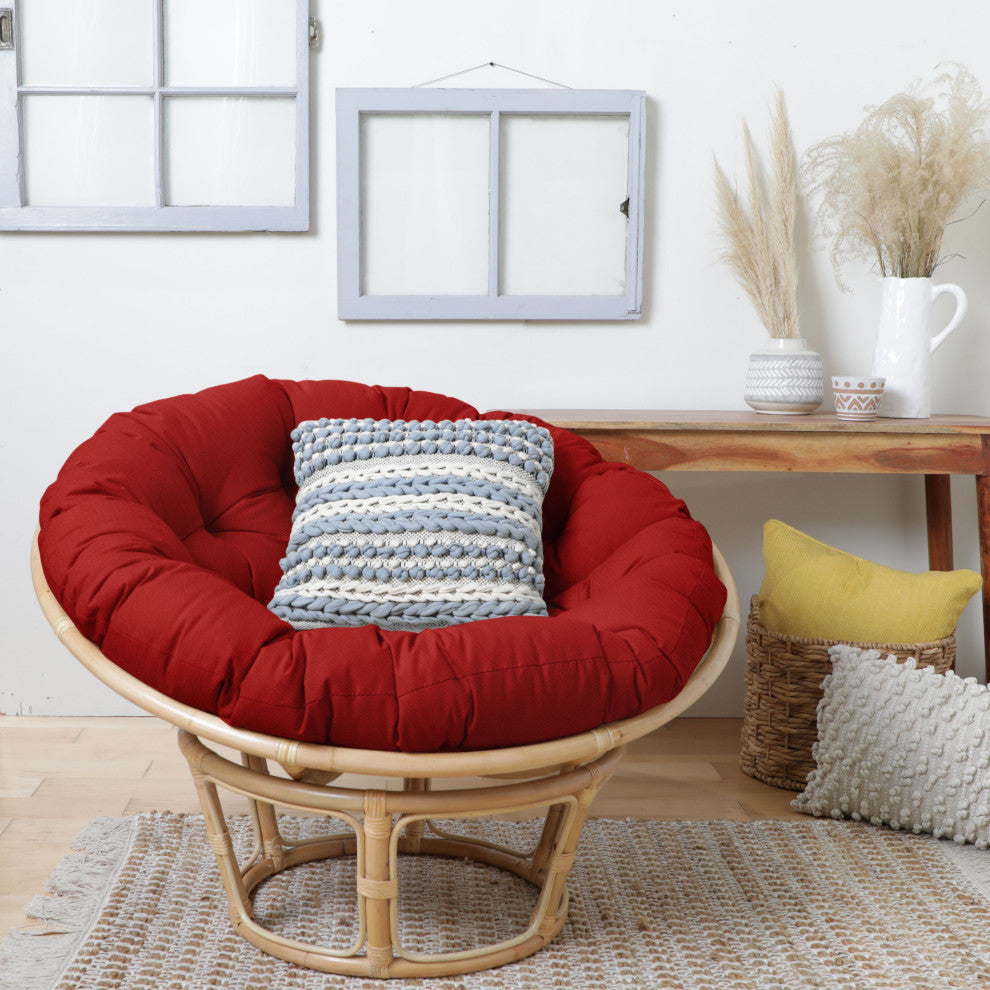 Noble Gray Indoor Sunbrella Canvas Jockey Red Round Papasan Cushion