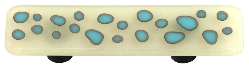 Art Glass Rectangle Reactive Pull, Black Post, Reactive Clear White