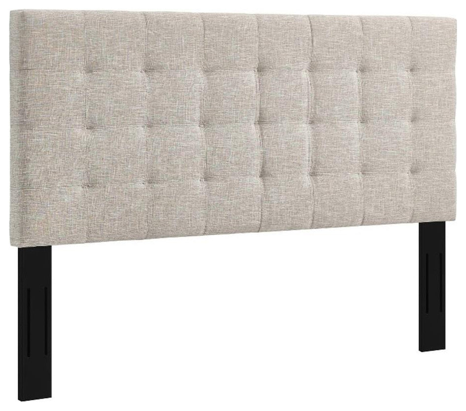 Modway Paisley Tufted King and California King Linen Fabric Headboard in Beige