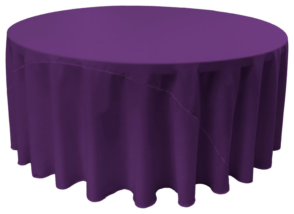 LA Linen Round Polyester Poplin, Purple, 108" Round