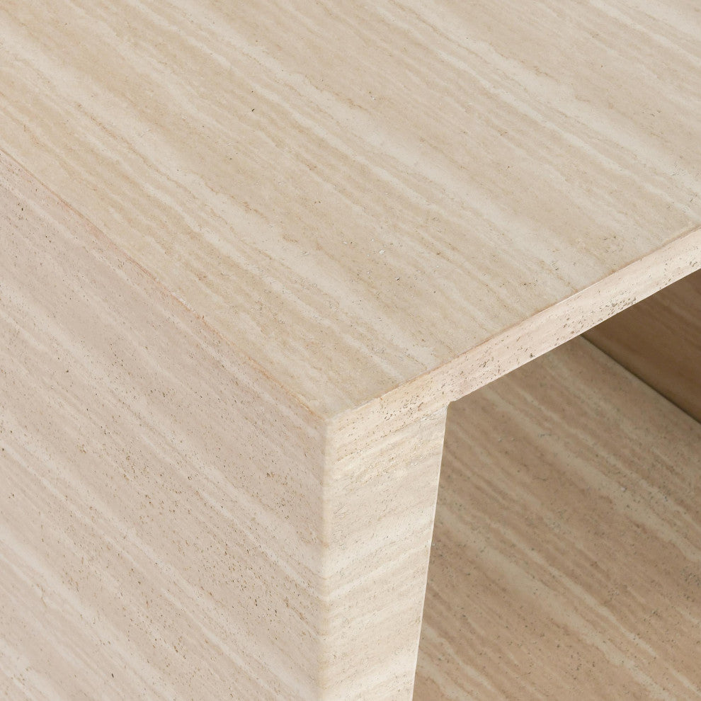 Rosen Outdoor Stone End Table, Beige