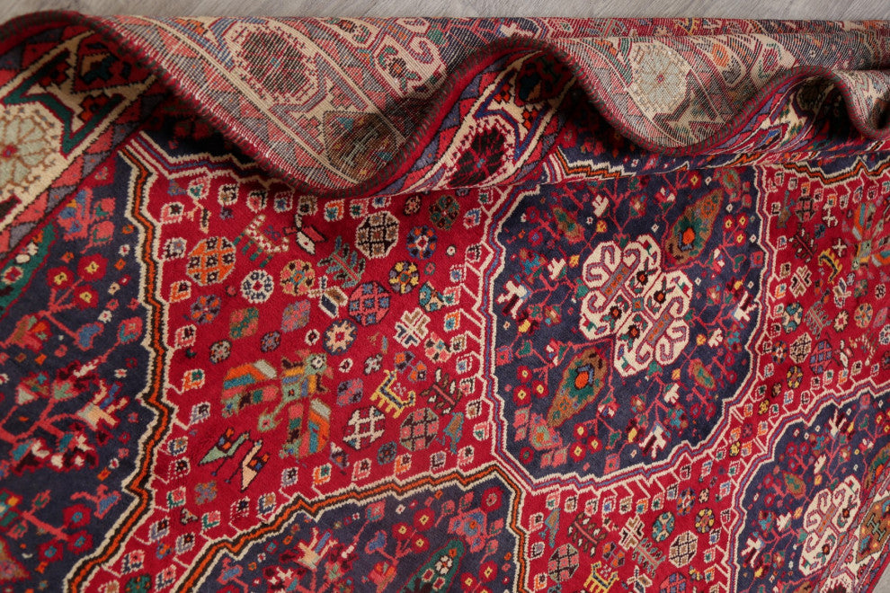 Consigned, Oriental Hand-Knotted Vintage Traditional Persian Area Rug, Red, 6x9
