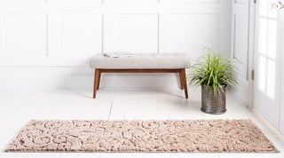 Unique Loom Light Brown Floral Shag2'x6'7 Runner Rug