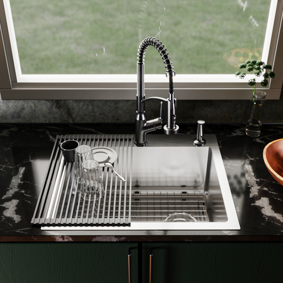 Karran Fusion Top Mount 25-in x 22-in Stainless Steel Single Bowl Kitchen Sink