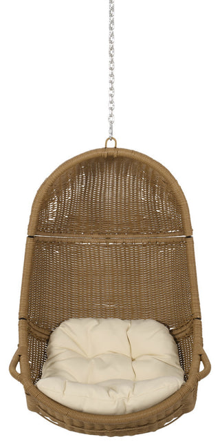 Berrien Outdoor/Indoor Wicker Hanging Chair with 8 Foot Chain (NO STAND), Beige/Light Brown