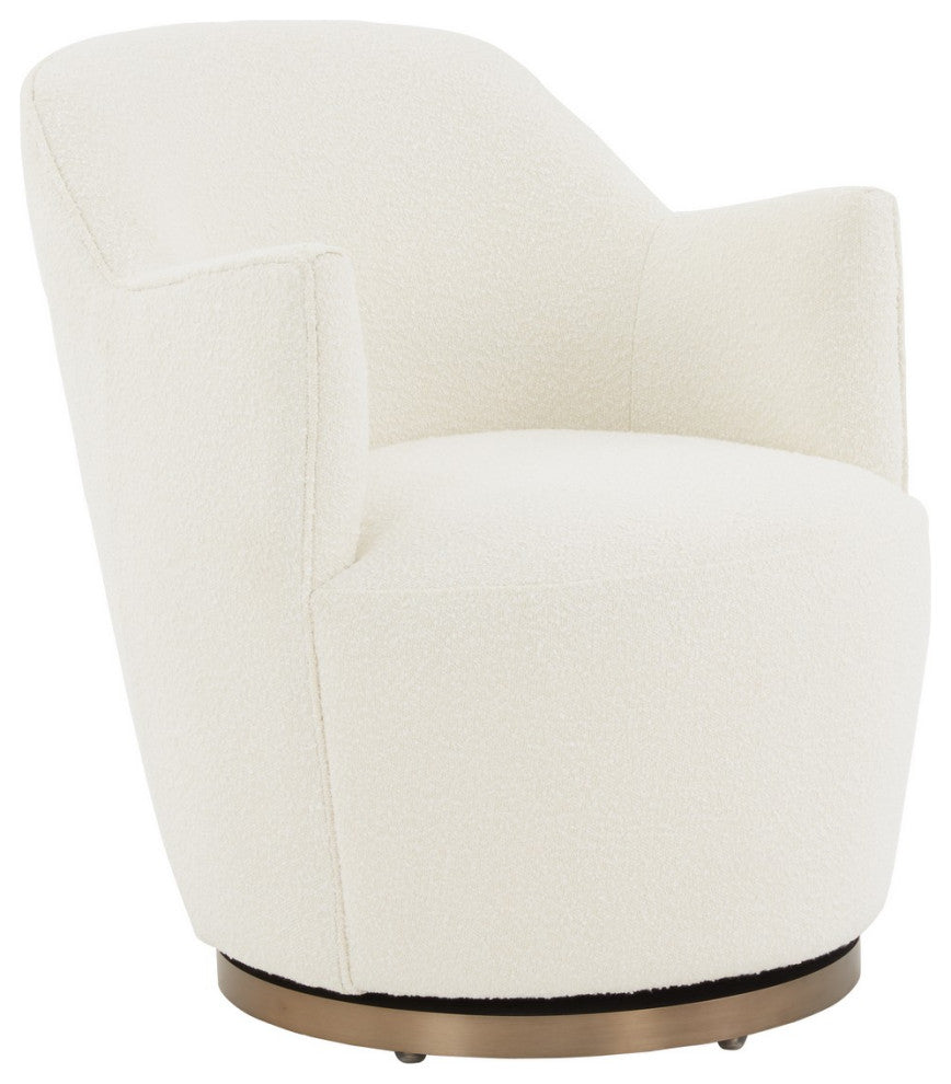 Safavieh Couture Christian Boucle Swivel Accent Chair, Ivory