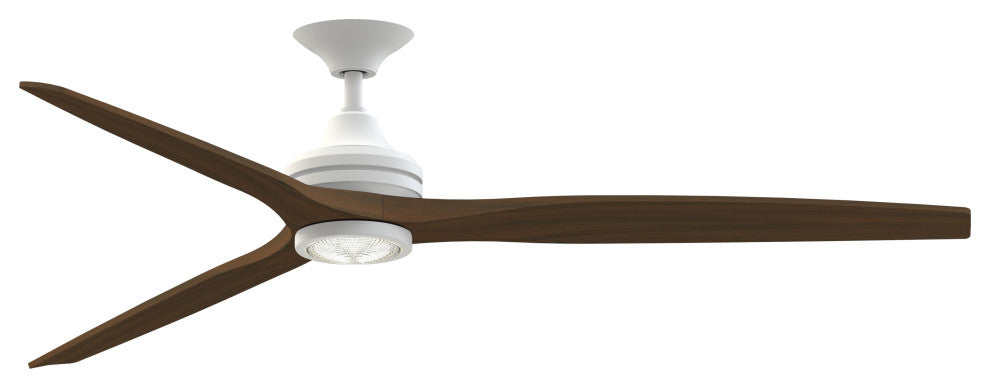 Fanimation Spitfire 72" Fan/LED Light, Matte White, Matte White/Whiskey Wood Blades