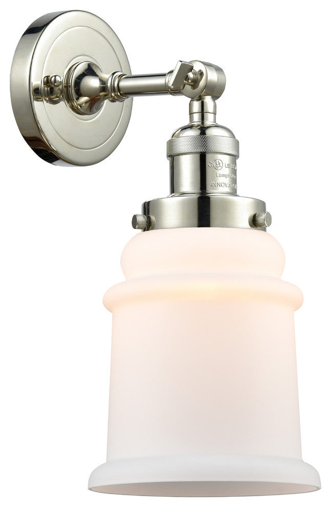 Canton 1-Light Sconce, Polished Nickel, Matte White