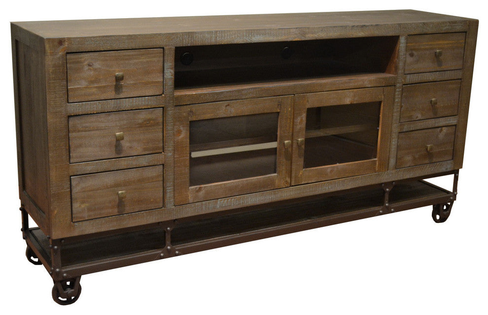 Greenview 76 inch Forged Iron Base TV Stand