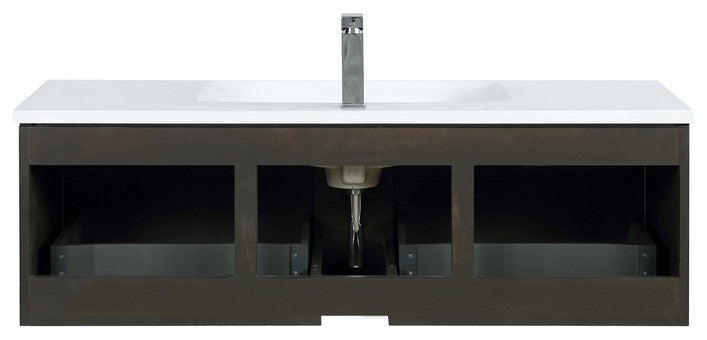 Sant Contemporary 48" Iron Charcoal Bathroom Vanity, Monte Chrome Faucet