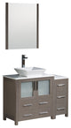 Torino 42" Gray Oak Modern Bathroom Vanity With Side Cabinet, FFT3112BN