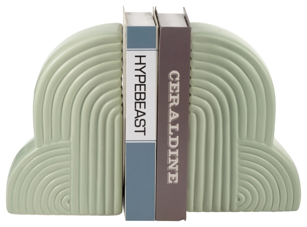 Ceramic Set of 2 13X10" Arches Bookends, Cucumber