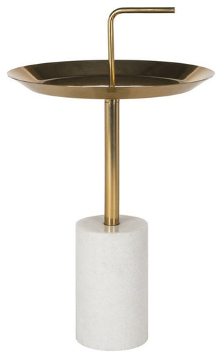 Safavieh Apollo Round Brass Top Side Table, White/Brass