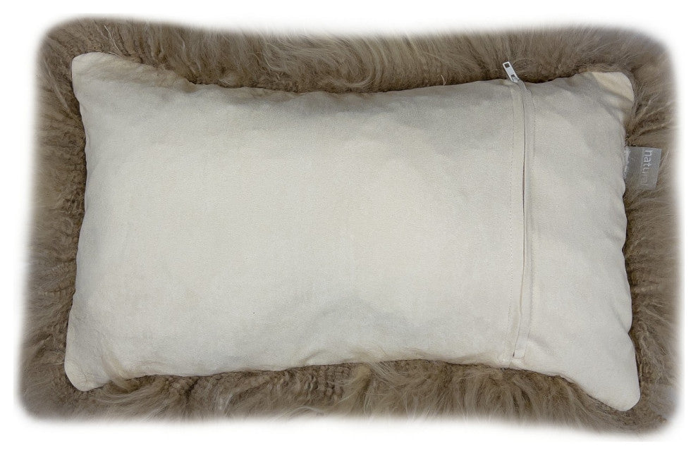 Taupe Natural Sheepskin Lumbar Pillow
