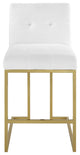 Counter Stool Chair, Fabric, Metal, Gold White, Bar Pub Cafe Bistro Restaurant