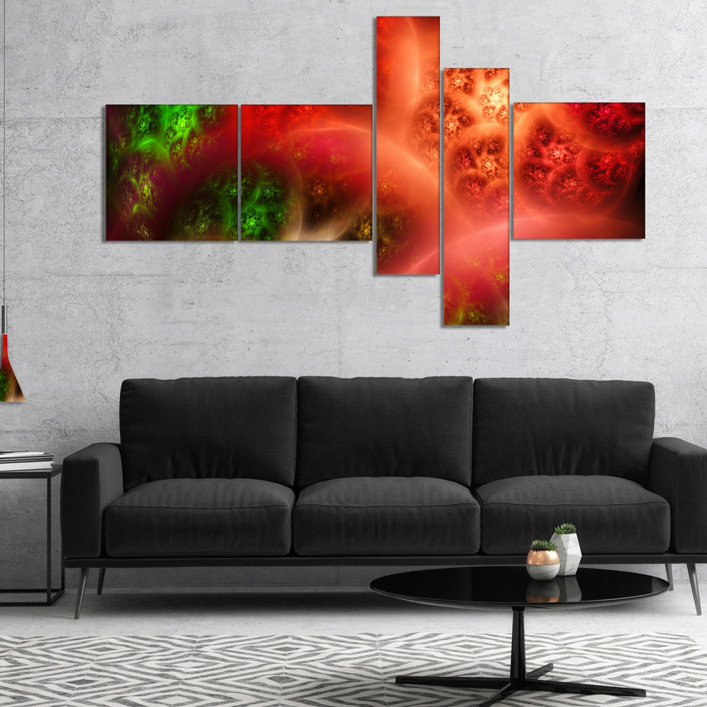 Red Magic Stormy Sky, Abstract Canvas Art Print, 60"x32", 5 panels
