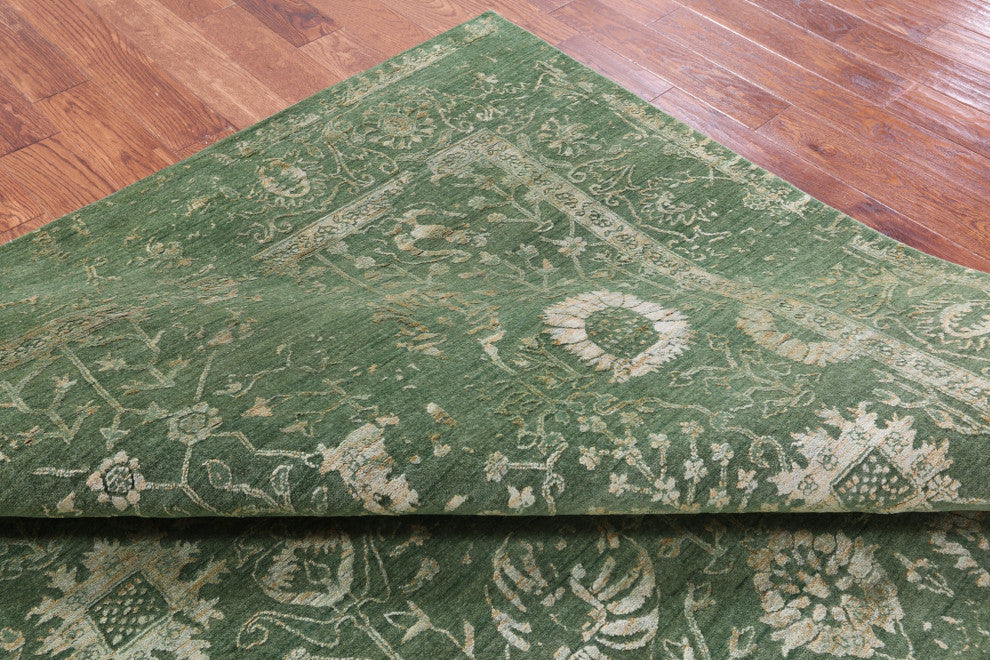 7' 10" X 9' 11" Hand Knotted Persian Wool and Silk Rug Q11756