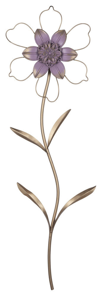 Contemporary Single Stem Metal Flower Wall D"cor