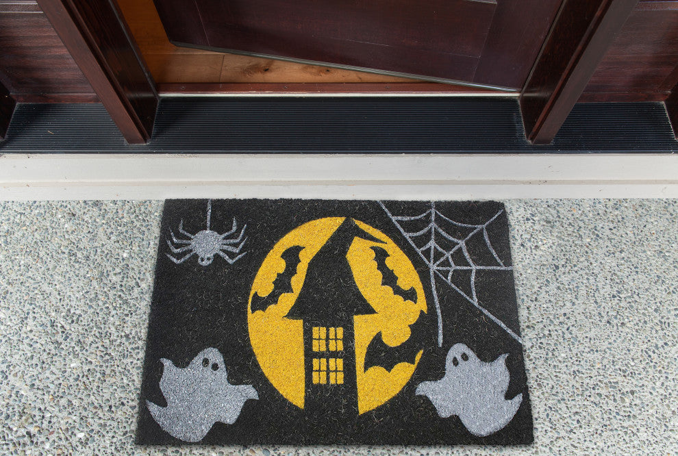 Halloween Fun Moon Vinyl Back Coir Doormat 18"x30"