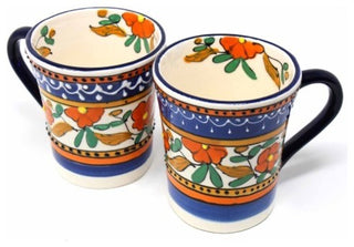 Flared Coffee Cups, Orange and Blue, Set of 2