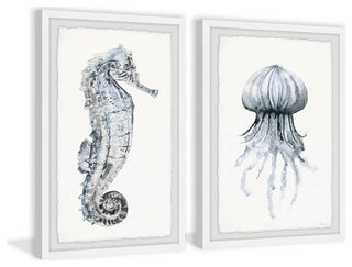 Seahorse and Jellyfish Diptych, 48"x36"