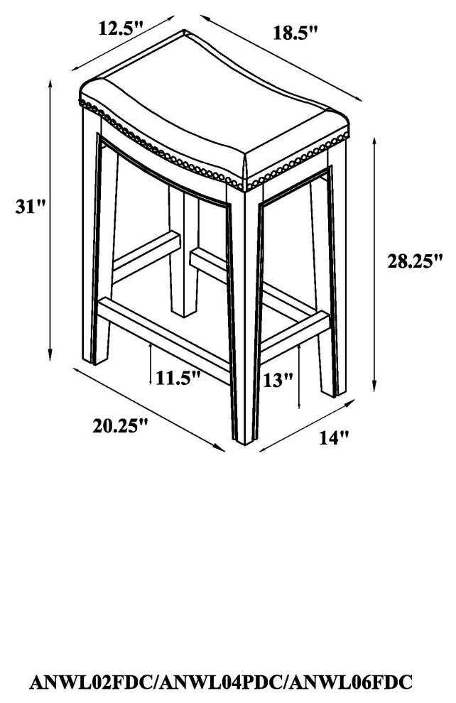 Williston Bar Stool, Set of 2, White, Bar Height