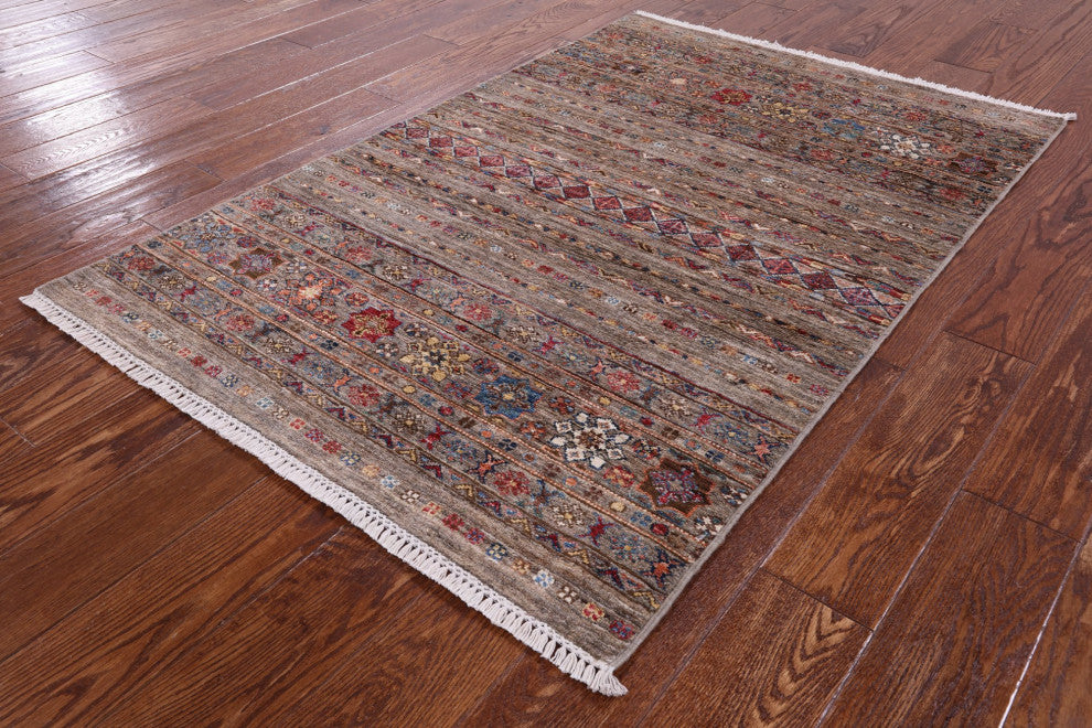 Super Kazak Khorjin Handmade Wool Rug 3' 4" X 5' 1" Q10043