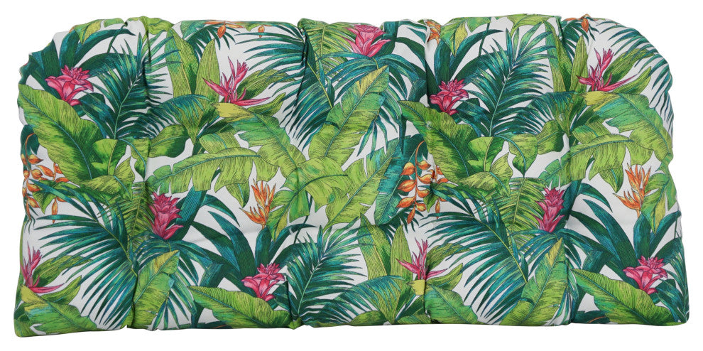 42"X19" U-Shaped Patterned Polyester Tufted Settee/Bench Cushion, Corazon Island