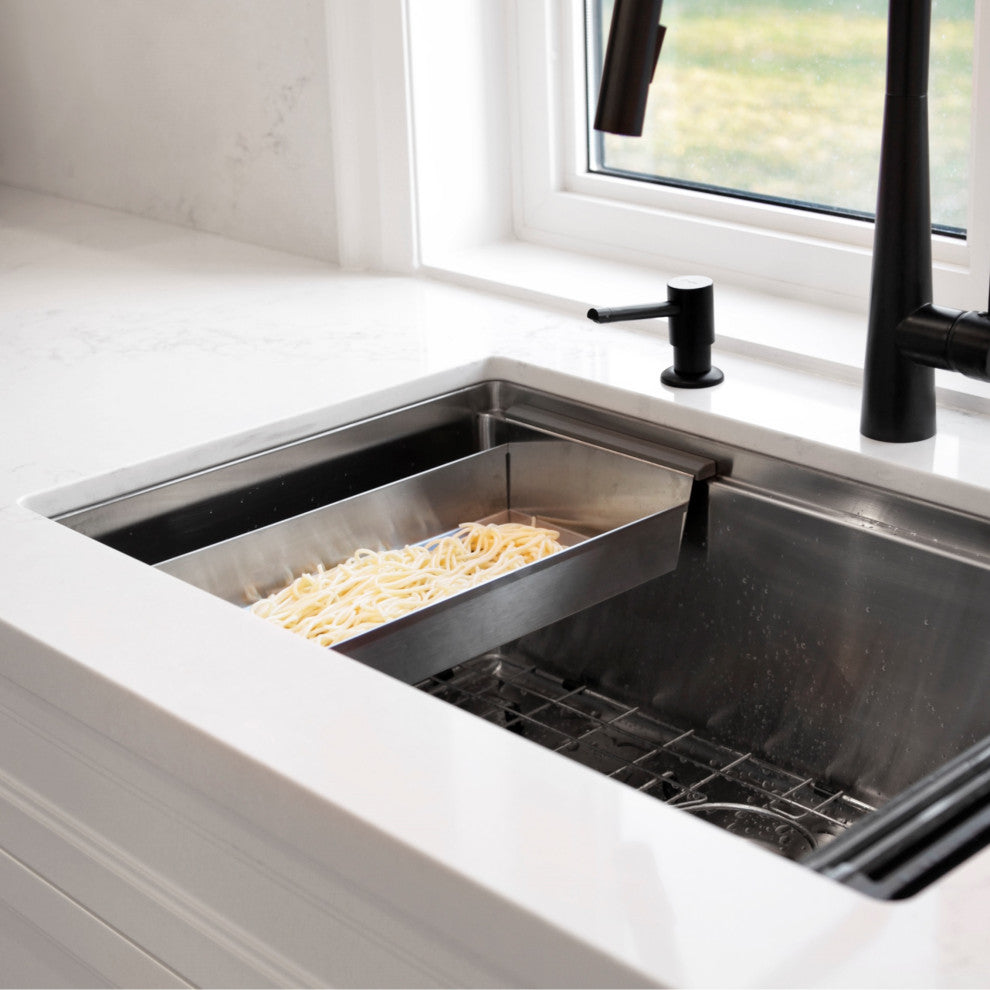 STYLISH Stainless Steel Over the Sink Colander for 16" Sink Opening