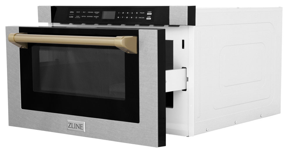 ZLINE Microwave Drawer s, DuraSnow and Champagne Bronze MWDZ-1-SS-H-CB