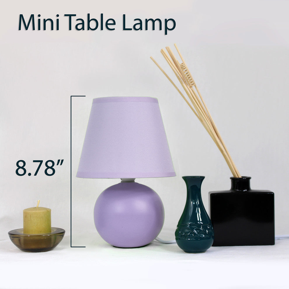 Simple Designs Mini Ceramic Globe Table Lamp, Purple