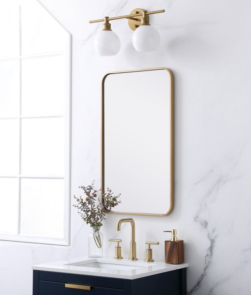 Ellis Soft Corner Metal Rectangular Mirror, Brass, 18"x30"