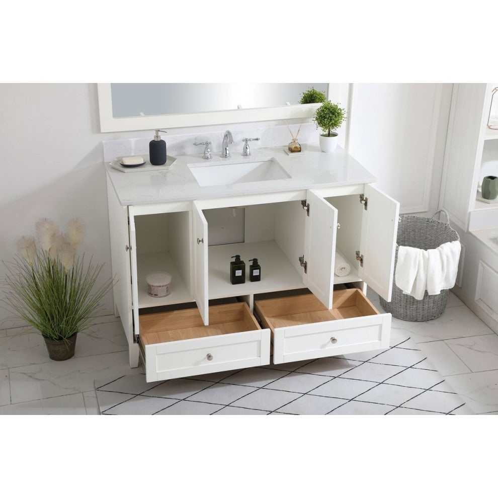 Elegant VF18048WH-BS 48"Single Bathroom Vanity, White With Backsplash