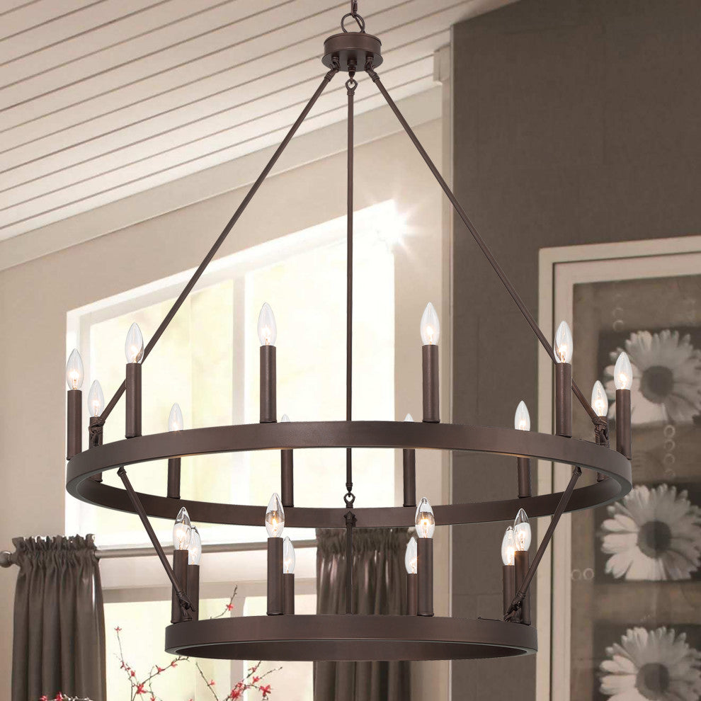 Vanity Art 20-Light Wagon Wheel Chandelier, Oil Rubbed Bronze