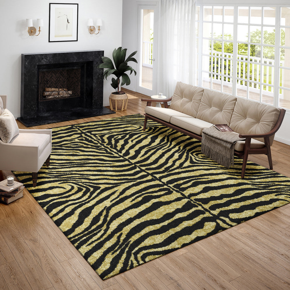 Indoor/Outdoor Mali ML1 Gold Machine Washable 5' x 7'6" Rug