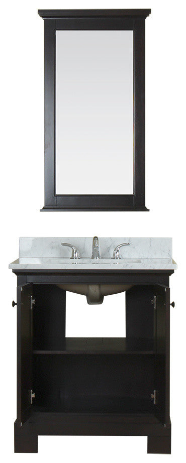 Richmond 30" Single Vanity in Espresso, Carrera Marble Top and Mirror